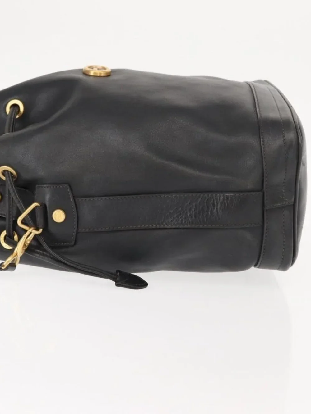 Authentic GUCCI Shoulder Bag Leather Black Gold - Picture 11 of 16